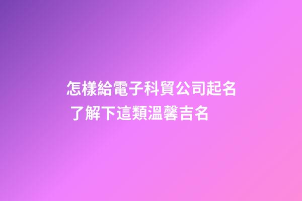 怎樣給電子科貿公司起名 了解下這類溫馨吉名-第1張-公司起名-玄機派